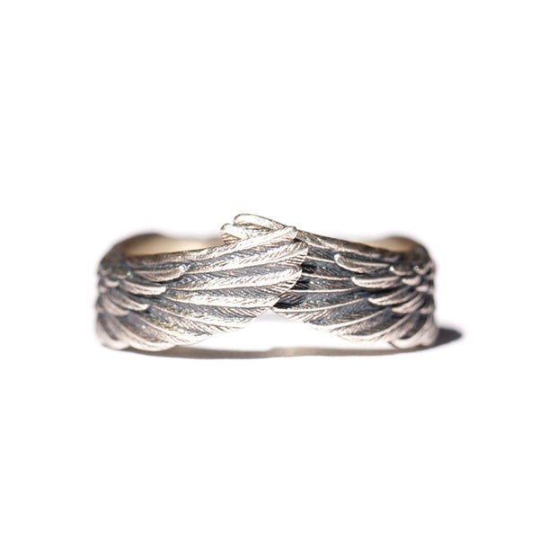 Love Angel Wing Feather Ring Women Men Lover Wedding Band Vintage Open Engagement Ring Adjustable Size 6-13 Matching Promise Ring Jewelry Gift