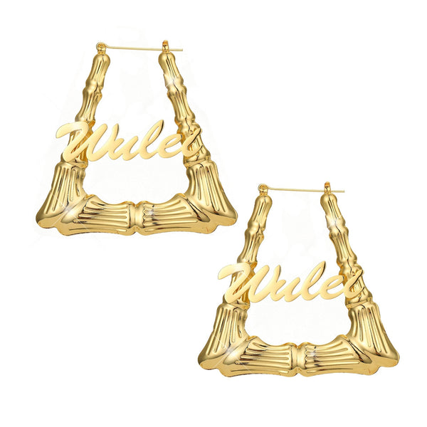 Personalized Triangle Bamboo Name Earrings