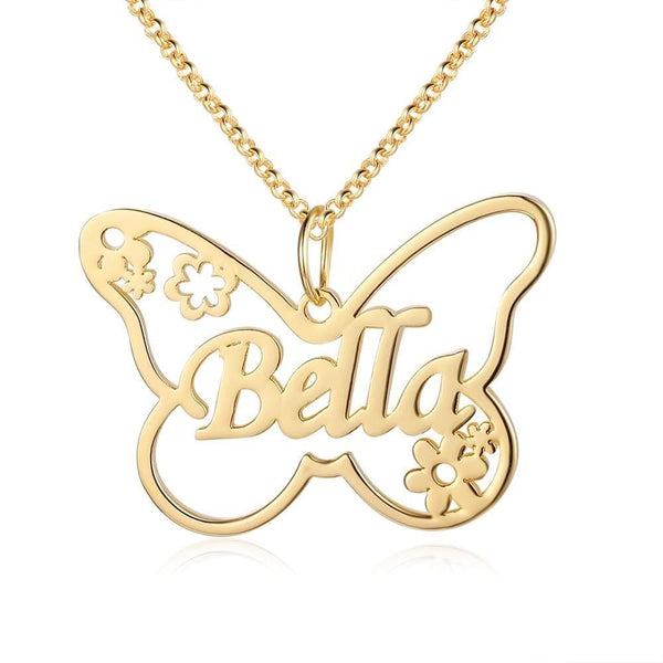 Elegant Butterfly Personalized Name Necklace for Women