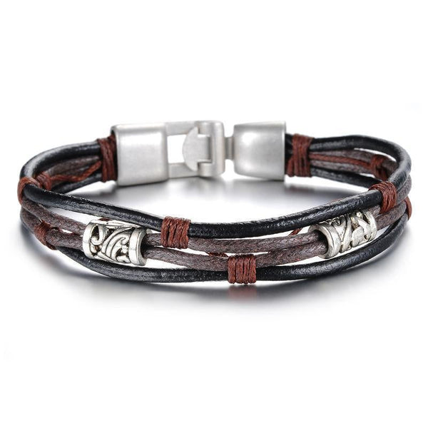Mens Vintage Leather Wrist Band Multi-layer Men'S Bracelet on Anniversary Valentine's Day Father's Day Christmas Day Thanksgiving Day For Boyfriend/Father/Husband/Grandpa