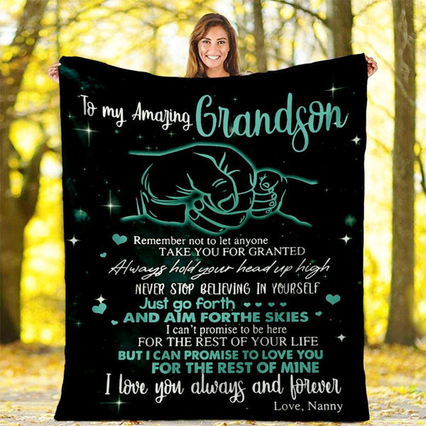 To My Grandson - I Love You Always And Forever Fleece Blanket
