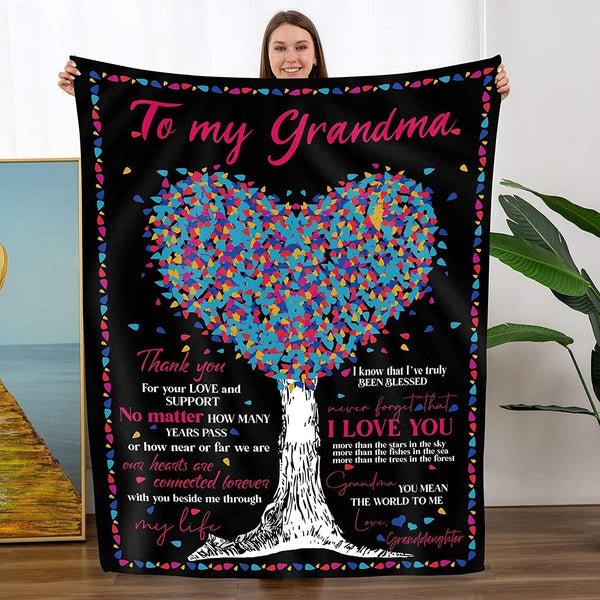 To My Grandma-I Love You More Than The Star In The Sky More Than The Fishes In The Sea More Than The Trees In The Forest Love You Granddaughter Fleece Blanket