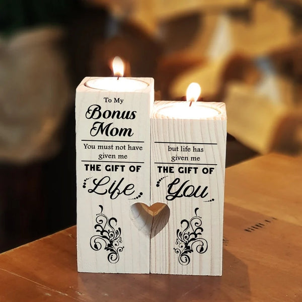 To My Bonus Mom Wooden Candlestick Shelf Couple Decoration Gift Bonus Mom Gifts