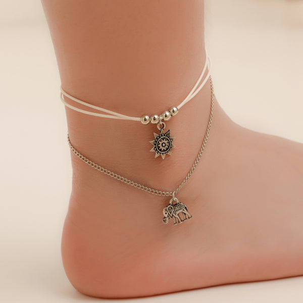 Beach Resort Style Elephant Anklet Set