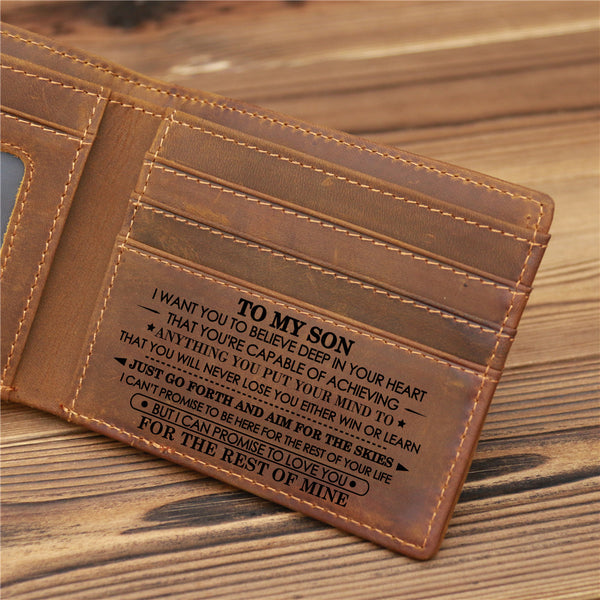 Bifold Geniune Leather Wallet To Son Gift - Believe Deep in Your Heart