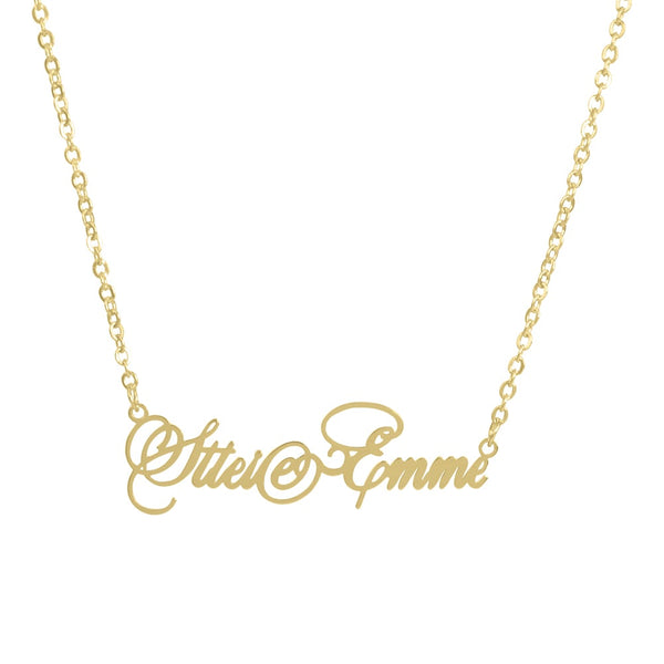 Customized Name 1 @ Name 2 Shaped Necklace Personalized Name Necklace