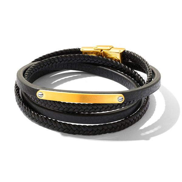 Mens Leather Bracelet with Magnetic Clasp Cowhide Multi-Layer Braided Leather Mens Bracelet For Boyfriend/Father/Husband/Grandpa