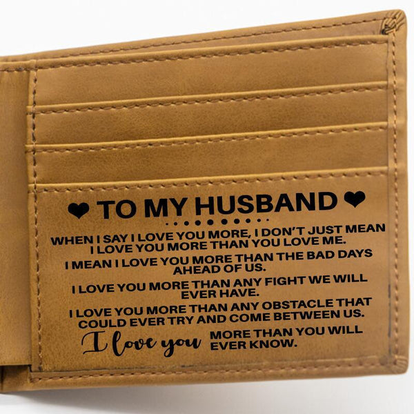 To My Husband PU Leather Wallets Personalized with Loving Words Anniversary Valentine Day's Gift