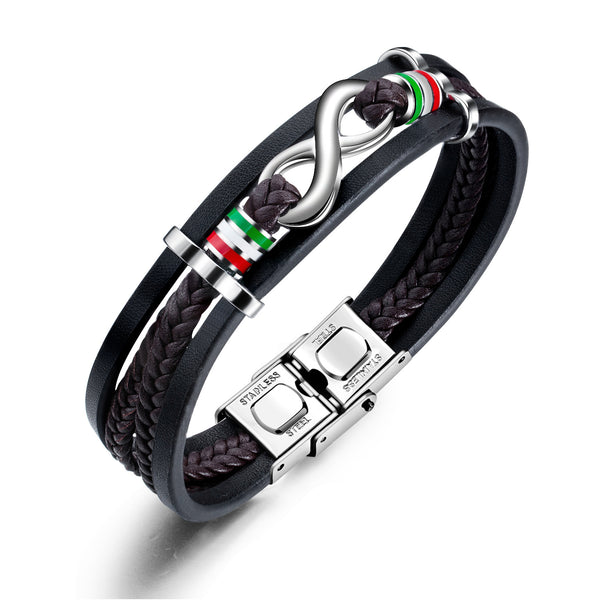 Mens Leather Bracelet with Magnetic Clasp Cowhide Multi-Layer Braided Leather Mens Bracelet For Boyfriend/Father/Husband/Grandpa