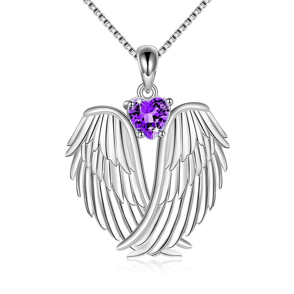 Angel Wings Birthstone Necklace,Guardian Angel Wings Pendant Birthstone Necklace for Women Jewelry Gifts