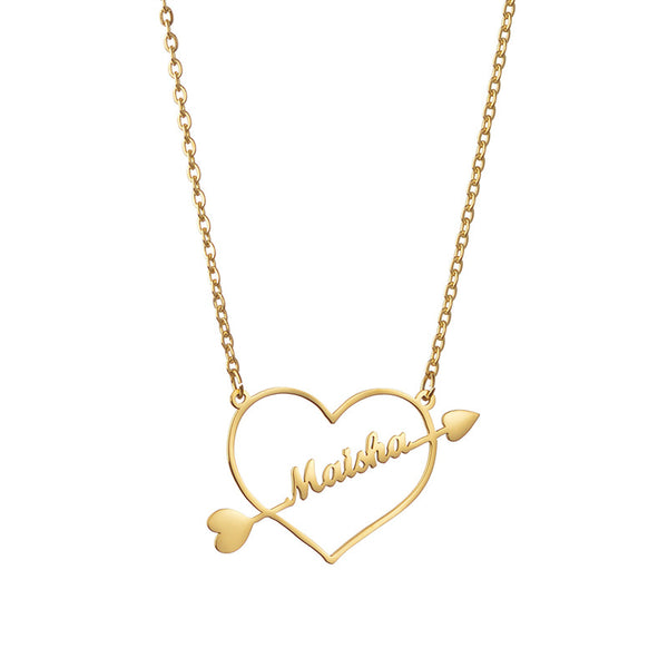 Cupid's Arrow Heart One Name Necklaces For Women Girl Valentine's Gift