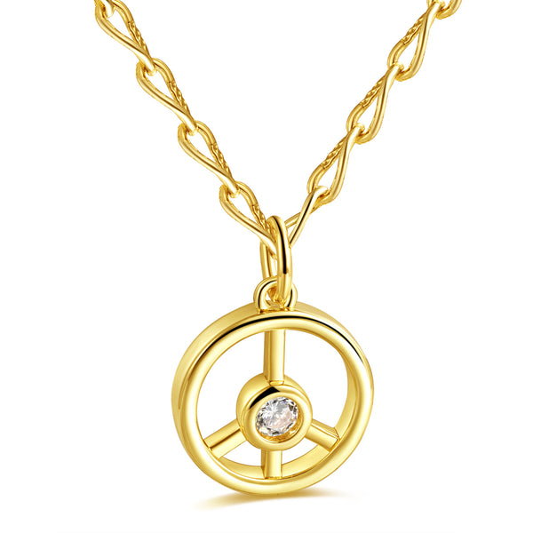 18K Gold Plated Peace Emblem Zircon Necklace Gift for For Her/Him Of Peace