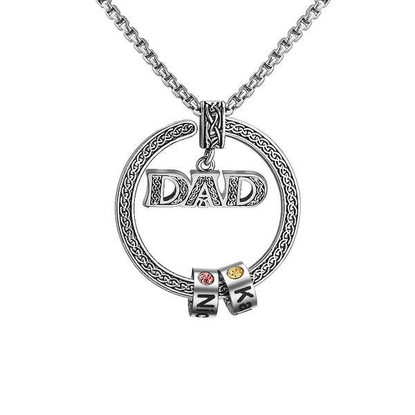 Personalized Name Necklace for Men Dad Necklace Engraved Initial Name Beads Charm Necklace for Men Customized Family Names Necklace for Dad Grandfather Birthday