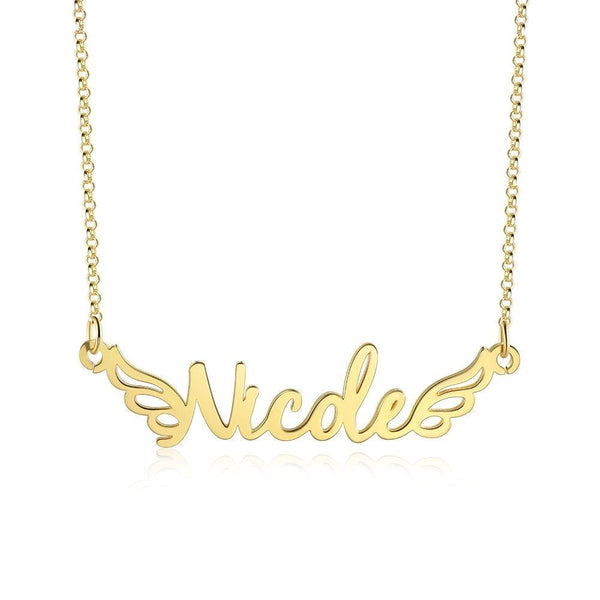 Double Wing Shaped Custom Name Necklace Custom Jewelry