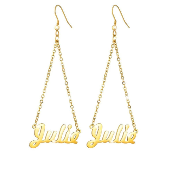 Personalized Name Triangle Drop Earrings