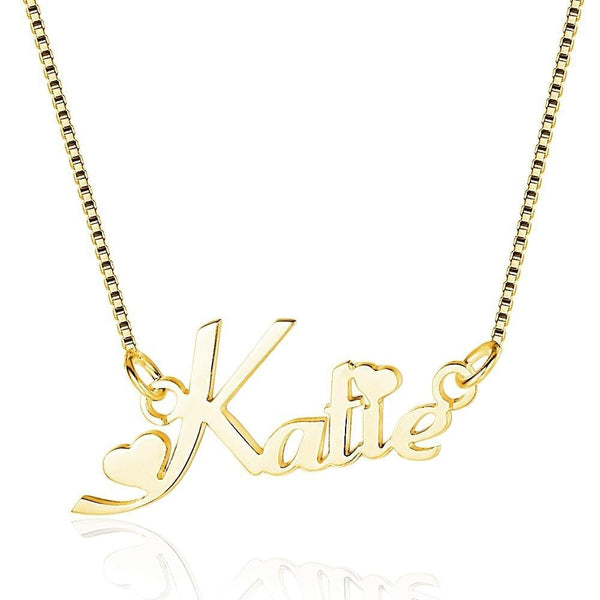 Simple Custom Name Necklace With Mini Heart Gift For Her