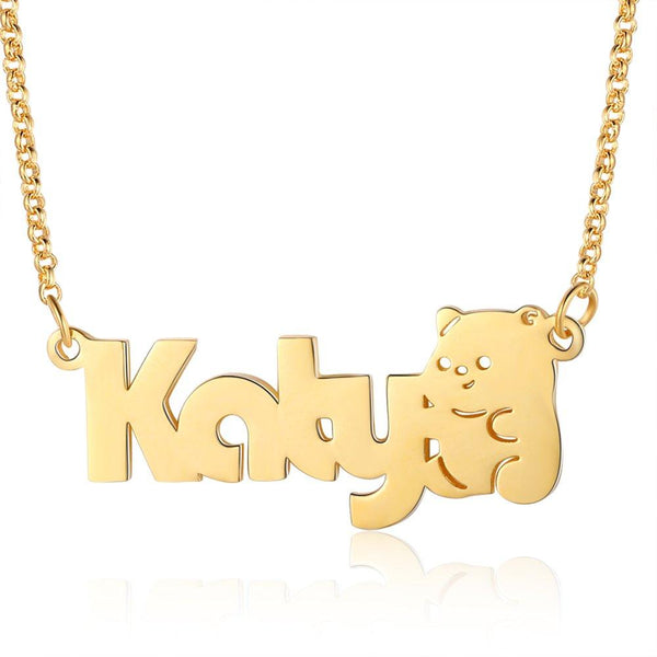 Lovely Panda Shaped Custom Name Necklace Gift For Her