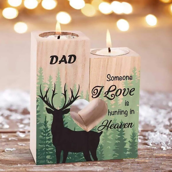 To My Dad-Someone I Love Is Hunting in Heaven Candlesticks