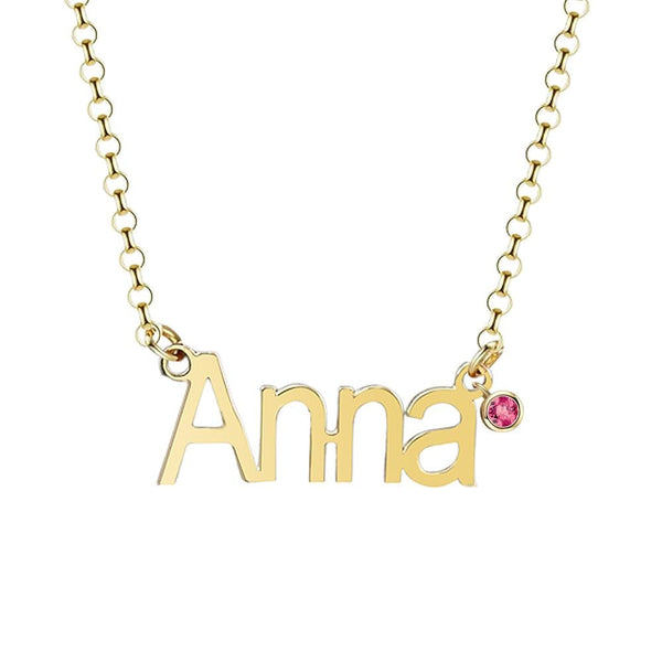 Personalized Name Necklace with birthstone Unisex for Men and Women